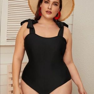 EMERY ROSE Plus Tie Shoulder One Piece Swimsuit